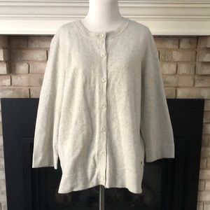 Eddie Bauer Gray Cream Button Down Cardigan Sweater size XL